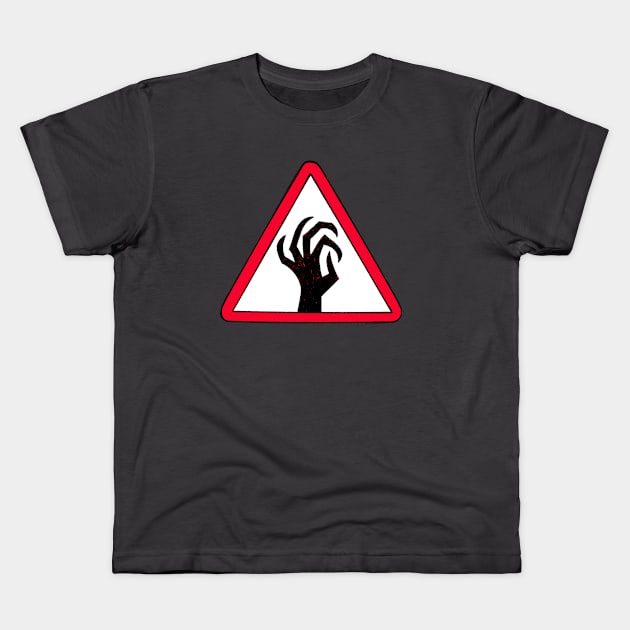 Warning: Zombies Kids T-Shirt by grrrenadine